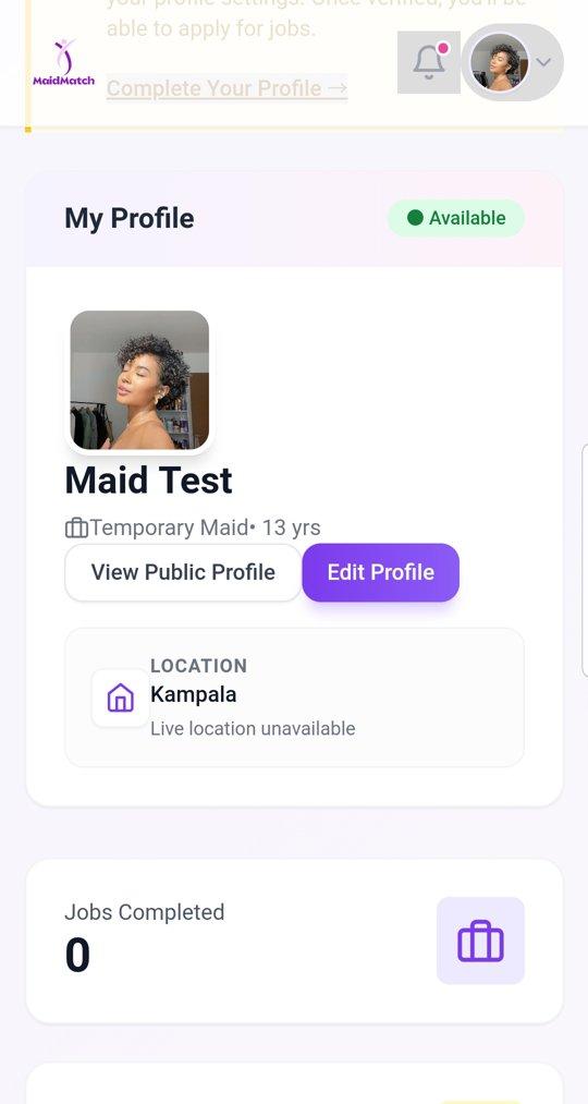 MaidMatch app screen