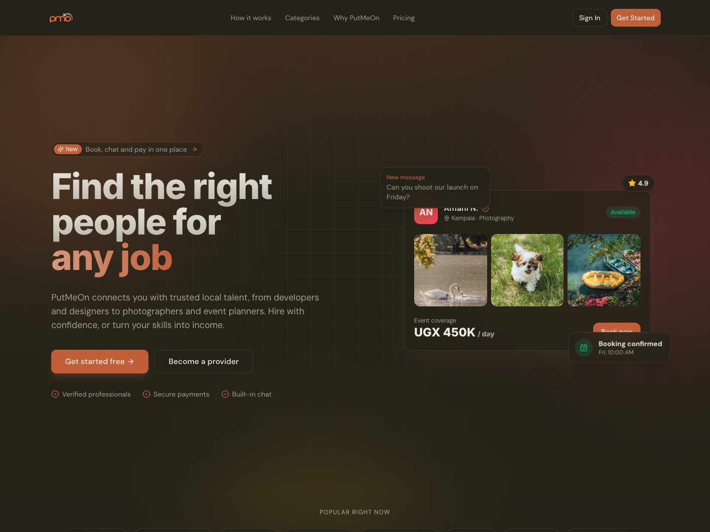 PutMeOn website screenshot